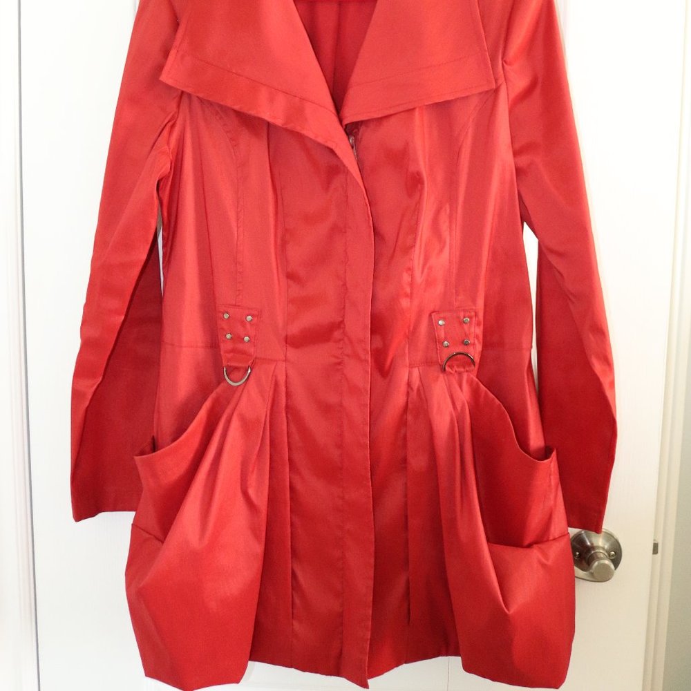 Joseph Ribkoff Red Bubble Hem Raincoat